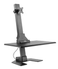 Heavy Duty Electric Standing Desk Converter With Monitor Mount And Wide Keyboard Tray, black motorized riser for ergonomic workstation.