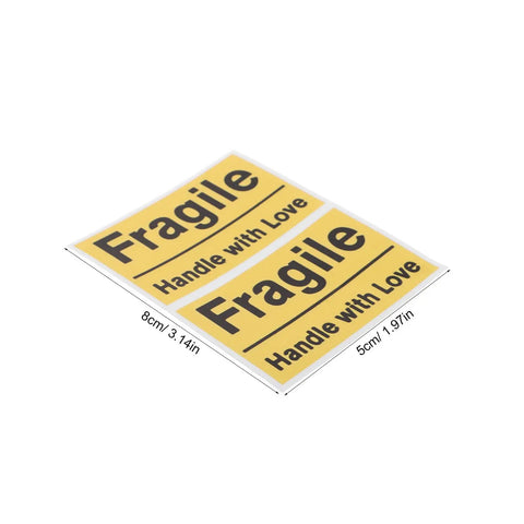 Yellow Fragile Stickers For Small Business Packaging 6 Pack High Visibility PVC Adhesive Labels For Shipping Moving Warehouses Parcels Luggage And Handling Durable Fragile Warning Signs For Safe Delivery. 8x5cm label sheet