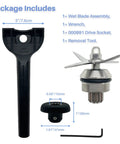 Wet Blade Assembly Replacement Kit with Wrench Drive Socket and Removal Tool for High-Power Blenders, package contents shown