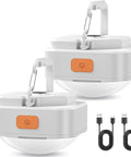 Rechargeable Tent Lights 2 Pack Portable LED Camping Lanterns with USB-C cables for Hiking Backpacking Fishing Outdoor Survival Gear