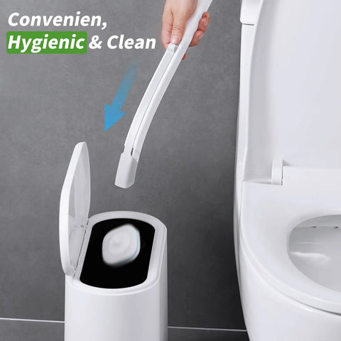Disposable Toilet Brush With Holder For Deep Clean Toilet Bowl, 14 Refills Included, Hygienic Bathroom Maintenance