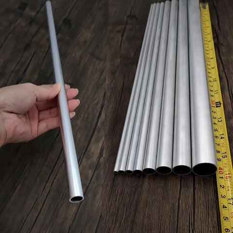 Side view of Sixteen Inch Aluminum Round Tubing 1/2 Inch Outer Diameter 1mm Wall Thickness 6063 Aluminum Hollow Seamless Straight Tubing Pack Of Four