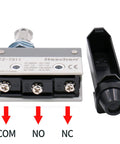 Horizontal Limit Switch TZ-7311 With Momentary Parallel Roller Plunger Actuator 380V AC 10A Single Pole IP54 4mm Fixing Hole