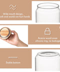 Wide mouth design and acacia wood lid of 24 Pack Glass Canister Set With Tight Wood Lids For A No Sweat Pantry Setup.