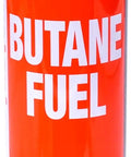 8-Ounce Butane Fuel Canister For Portable Stove And Torch Refills, Red, with safety warnings and instructions visible