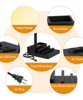 Features of Three Way Dimmable Touch Lamp For Nightstand With USB Ports And Outlet, Linen Shade, Pen Holder, Phone Stand and Metal Base