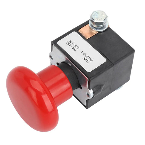 Heavy Duty Metal Emergency Stop Push Button Switch For Electric Forklift And Stacker With Instant Shut Off rated at DC-80 volts, 125 amps.