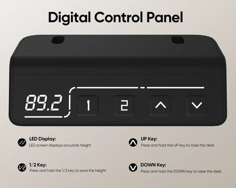 Digital control panel of Electric Standing Desk With Adjustable Height Sit Stand Computer Table For Home Office 40x24 Inch White Desk