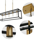 Dope Industrial Modern Farmhouse Kitchen Island Light Chandelier In Black And Brass 5-Light Rectangular Bar Pendant detail