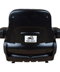 Rear view of Rugged Workhorse Universal Operator Seat for Backhoes Dozers Excavators Wheel Loaders Skid Steers Telehandlers