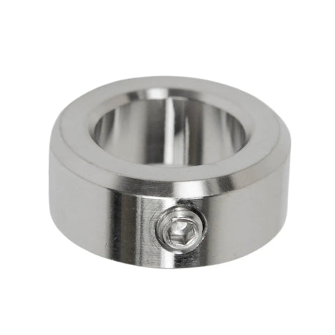 Built Like A Tank 5/8 Bore Stainless Steel Set Screw Shaft Collar With Locked Down Grip Design Featuring 1 1/8 OD And Half Inch Width For Heavy Machinery Setup In A Tough 4 Pack Bundle, stainless steel shaft collar with set screw.