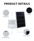 JUDYSSY Solar Flood Lights Outdoor Led 178Pcs 160Lm/W, showcasing superbright LED, solar panels, and aluminum structure.