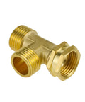 GHT 3/4 Hose Tee Adapter For Outdoor Faucets And Bibs 2 Way Garden Hose Splitter With Female To Male To Male Fittings Easy Flow Redirect For Lawn Care And Yard Projects, brass