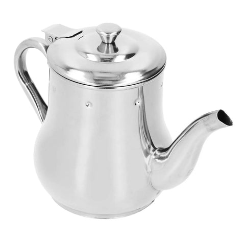 Slick Stainless Steel Teapot With Fine Mesh Strainer 500ML Capacity Stovetop Tea Kettle in shiny finish, ergonomic handle, and sleek design.