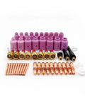 Pro Grade TIG Welding Consumables Kit 0.040 To 1/8 Inch With Back Cap Collet Gas Lens Collet Body And Alumina Cap 51 Piece Set
