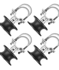 Pack Of Four Nylon Sliding Gate Rollers Engineered For Heavy Duty Track Systems with metal brackets and black nylon wheels.