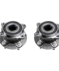 Front view of two metal wheel hub bearings for Four Piece Front And Rear Wheel Bearing And Hub Assembly Kit For Mitsubishi Lancer 2008 2009 2010 2011 2012 Replacement 3785A019 MR594979 Durable Wheel Hub Bearings With Easy Install Plug And Play And OEM Style Fit