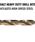 60 Piece M35 Cobalt Drill Bit Set For Metalworking Tough As Nails Bits For Stainless Steel And Hard Alloys With Gold Oxide Finish shown
