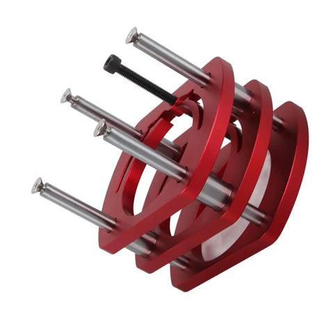 Rock Solid Aluminum Router Lift Base With 4-Jaw Clamping For Woodworking Tables And Engraving Tools, Precision Lift System For Small Trimming Machines, Vibration Free Performance red aluminum router lift base with 4-jaw clamp