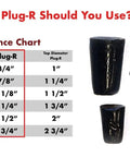Sizing reference chart and images of Three Quarters Inch Asphalt Plugs 25 Pack For Quick Driveway And Pavement Repair No Sweat Easy Patch