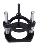 2 Jaw Clamping Router Lift Base With 2.8 Inch Stroke, Built Tough From Aluminum Alloy And Stainless Steel Table System For 64mm And 66mm Trimming Machines, Rock Solid, Rustproof, Smooth Height Adjustment, Ideal For Precision Woodworking. Black 2-jaw router lift base with stainless steel posts