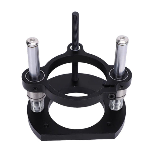 2 Jaw Clamping Router Lift Base With 2.8 Inch Stroke, Built Tough From Aluminum Alloy And Stainless Steel Table System For 64mm And 66mm Trimming Machines, Rock Solid, Rustproof, Smooth Height Adjustment, Ideal For Precision Woodworking. Black 2-jaw router lift base with stainless steel posts