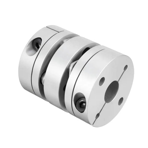 Front view of 12mm By 12mm Clamp Style Motor Shaft Diaphragm Coupling Coupler For Servo And Stepper Motors, Aluminum Hubs Stainless Discs