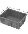 Stackable Modu Box Grid Storage Tote 3 Pack Blue Durable Plastic Bins With Dividable Compartments Dimensions Image