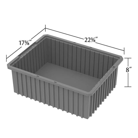 Stackable Modu Box Grid Storage Tote 3 Pack Blue Durable Plastic Bins With Dividable Compartments Dimensions Image