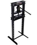 Tough As Nails 12 Ton Hydraulic Shop Press With Adjustable Work Table H Frame Steel Build, manual pump, ideal for mechanics.