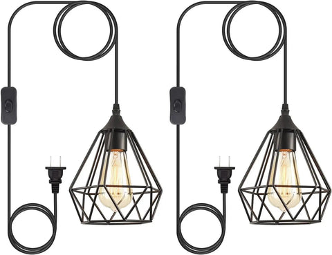 Dope Farmhouse Pendant Lighting Matte Black Finish Chandelier Industrial Pendant Light with cord and plug, 2-pack