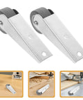 Heavy Duty Sliding Door Casters For Barn Doors And Counters Include Nylon Rollers And Galvanized Brackets For A Butter Smooth Glide, steel brackets and nylon rollers close-up.
