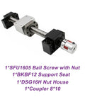 Ultimate Ballscrew SFU1605 Kit For 3D Printer Build C7 Grade Precision Lead Screw Set With Single Nut, BK And DSG Support Plus Coupler Assembly Tailored For Smooth Motion Control On Your Next Crazy Project - SFU1605 ball screw with nut, BKBF12 support seat, DSG16H nut house, coupler