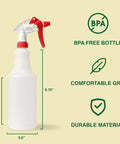 Pro Grade Heavy Duty 32 Oz Empty Spray Bottles For Knotty Jobs And Weekend Cleanups Two Pack Red Trigger Sprayer with BPA free design.