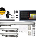 Pro Shop Digital Caliper And Triple Axis Digital Readout Set With 0.001mm Precision Linear Steel Bars For Lathe Mill CNC Machines, complete assembly.