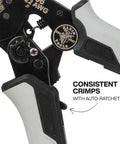 Close-up view of the Ratcheting Ferrule Crimping Tool Set With Hex Pliers For 10-22 AWG Wire, showing the auto-ratcheting feature.