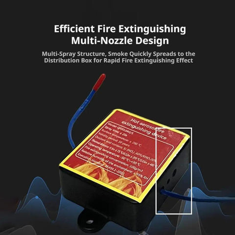 Heat Activated Auto Fire Extinguisher Sticker For Car Engine And Electric Battery Bay Tough As Nails Flame Suppressant Pad, compact device with multi-nozzle design.