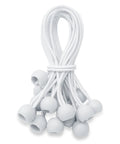 Tough As Nails 6 Inch Ball Bungee Cords Set With UV Resistant Elastic Ties And Ball Ends, white elastic cords bundled