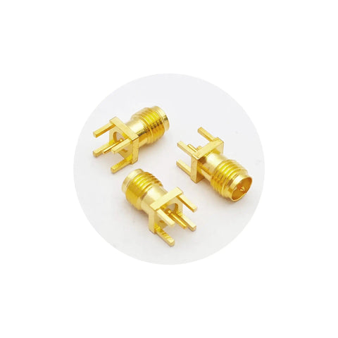 10 Piece SMA Female PCB Mount Connector Set, 50 Ohm RF Brass Edge Solder Mount for PCB Boards, Antennas, RF Modules, Wireless Projects