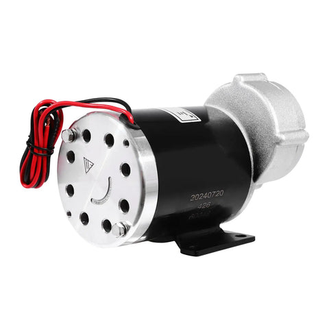 Heavy Duty Brushed DC Motor Gear Reduction Unit, 48V 600W 450 Rpm Electric Bike Conversion Kit with red and black wires.