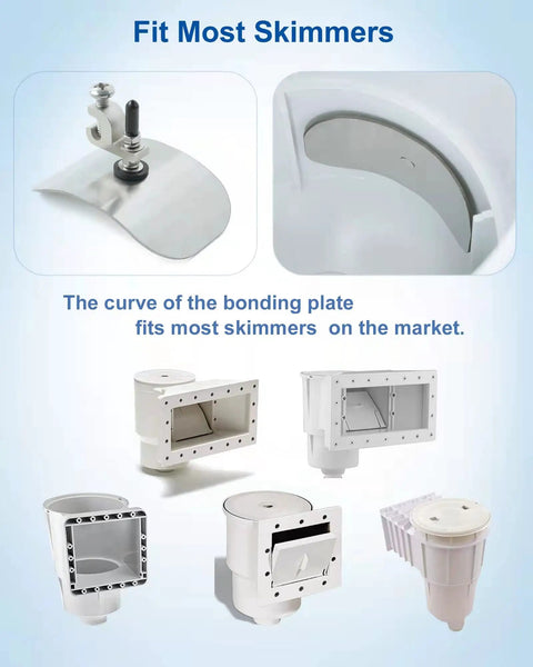 Above Ground Pool Water Bonding Kit for Skimmers with stainless steel plate and hardware fitting multiple skimmer types