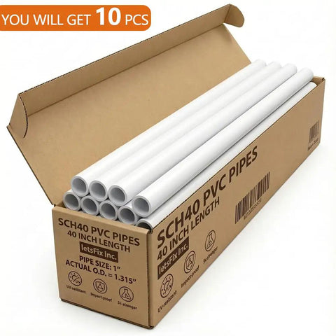 Box of 10 1 Inch PVC Pipe Furniture Grade Schedule 40 White 40 Inch Length for DIY Home and Garden Projects