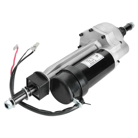 24V 350W Brushed Differential Motor Transaxle With Gear Reduction for DIY projects, side view with wiring detail