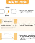 2 Pack Tension Curtain Rods 8 To 12 Inches No Drill DIY Friendly Mini Spring Curtain Rods installation guide diagram.