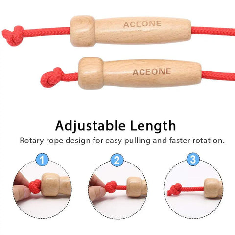 16 Ft Jump Rope for Kids With Adjustable Length, showcasing wooden handles and durable nylon for outdoor fun.