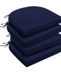 Set Of 4 Navy Outdoor Chair Cushions Water Resistant With Ties 17 By 16 By 2 Inches High Density Foam Seats stacked view