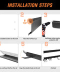Installation steps for Heavy Duty Steel Garage Tool Wall Rack With Shelves And 6 Hooks, Wall Mount Organizer