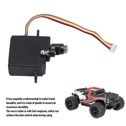 Premium Quality Five Wire RC Servo Motor Designed For 1 18 Scale Radio Controlled Cars with plastic casing and wires.