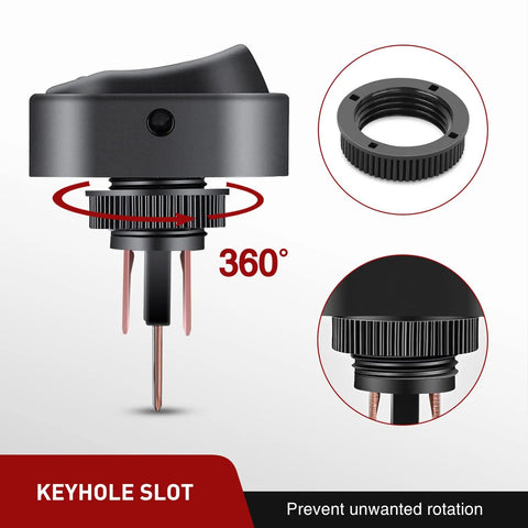 Five Pack LED Lighted Rocker Switch Set 12V Blue LED Illuminated Toggle 30A 3Pin SPST with 360-degree rotation feature
