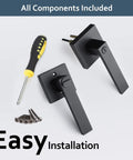 Six Pack Privacy Door Handles Black No Keys For Bedroom And Bathroom Interior Levers and included screws and screwdriver set